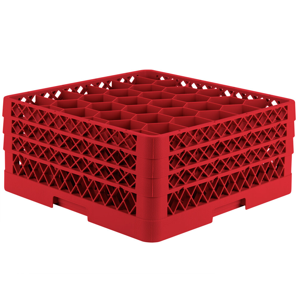 Vollrath TR12HHH Traex® Rack Max Full-Size Red 30-Compartment 7 7/8" Glass Rack