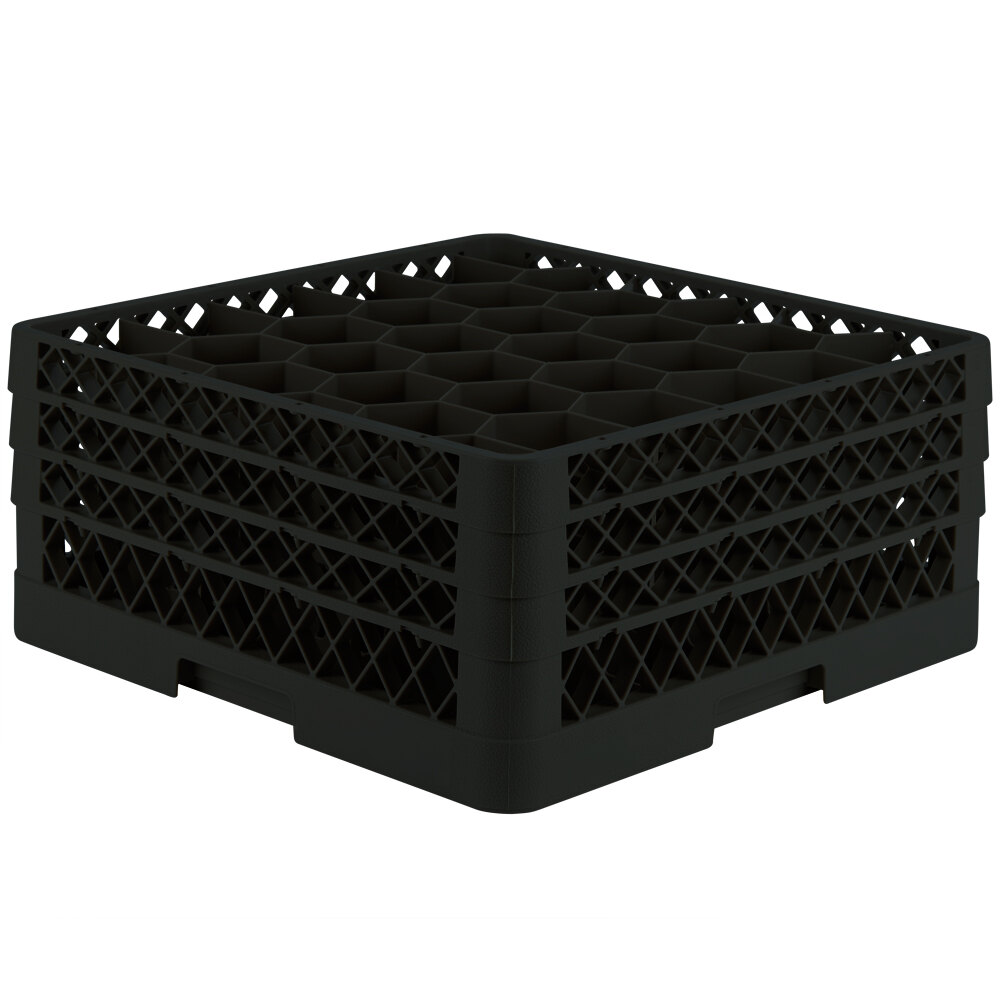 Vollrath TR12HHH Traex® Rack Max Full-Size Black 30-Compartment 7 7/8" Glass Rack