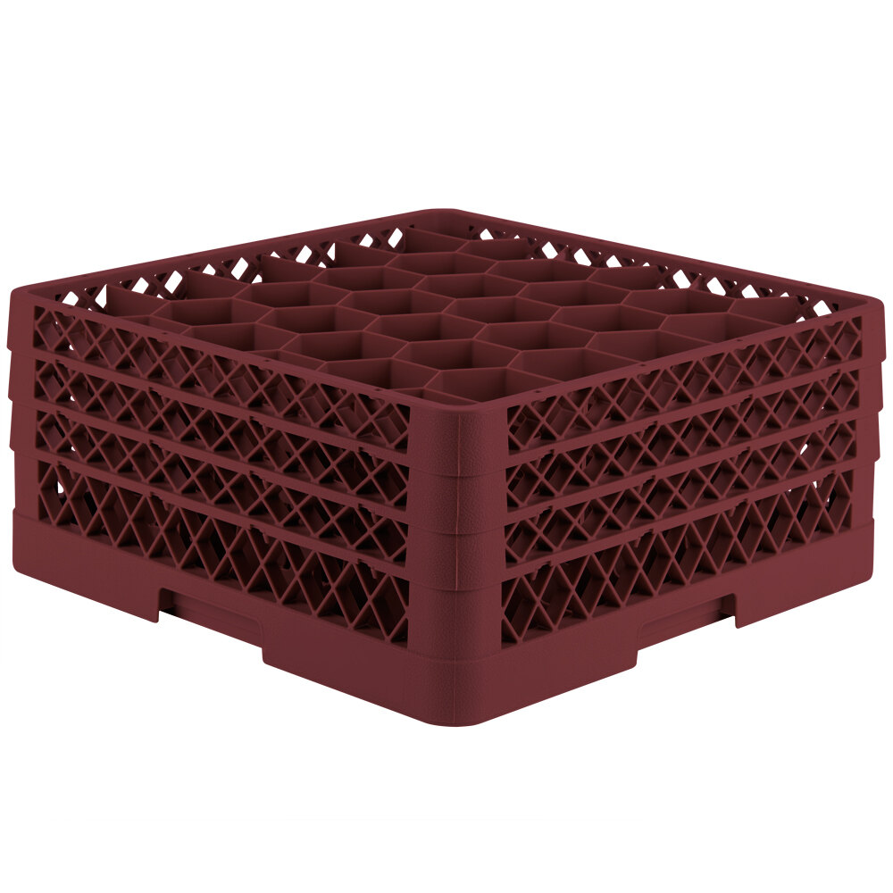 Vollrath TR12HHH Traex® Rack Max Full-Size Burgundy 30-Compartment 7 7/8" Glass Rack