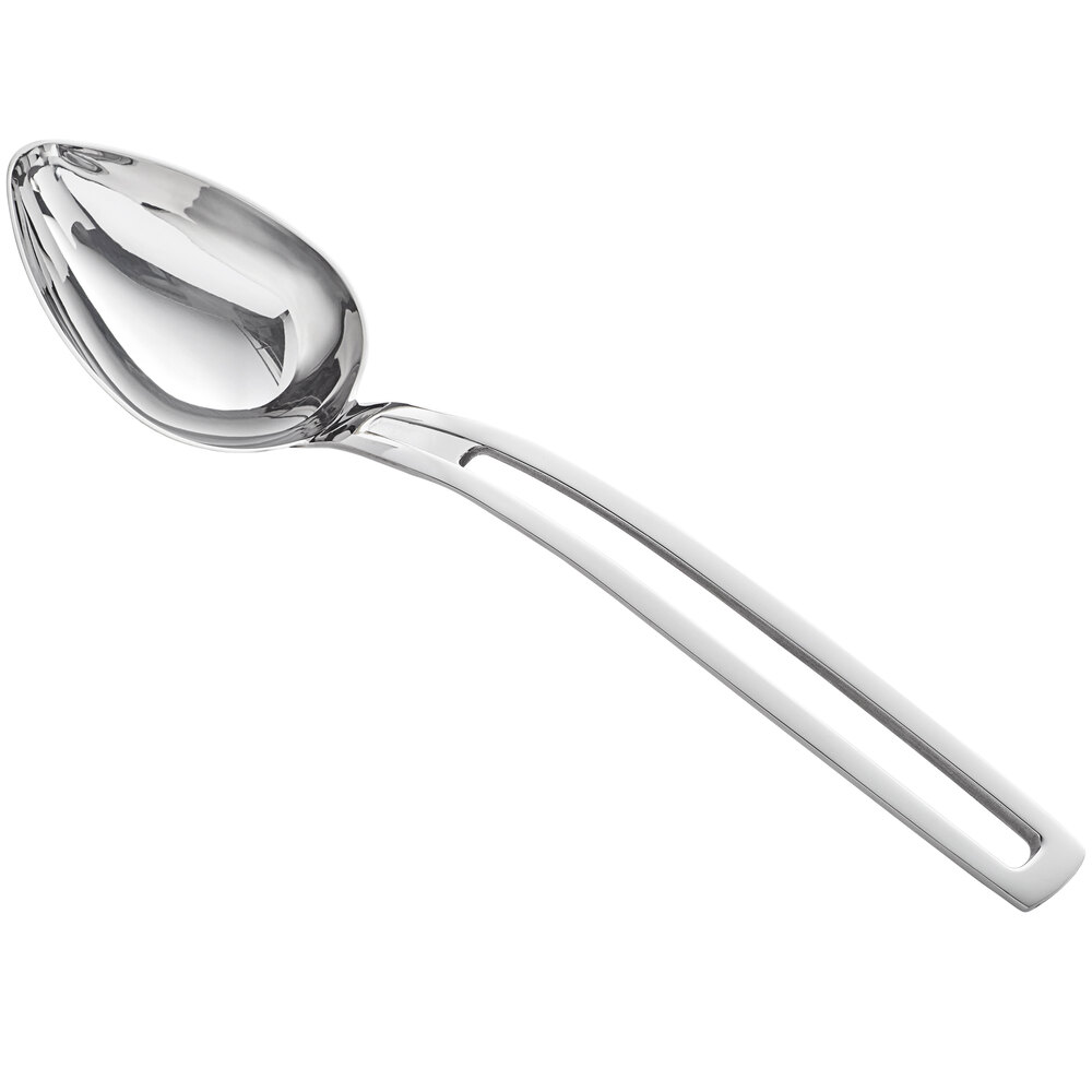 Vollrath 46722 Miramar® 2.66 oz. Stainless Steel Open Handle Solid Oval Serving Spoon
