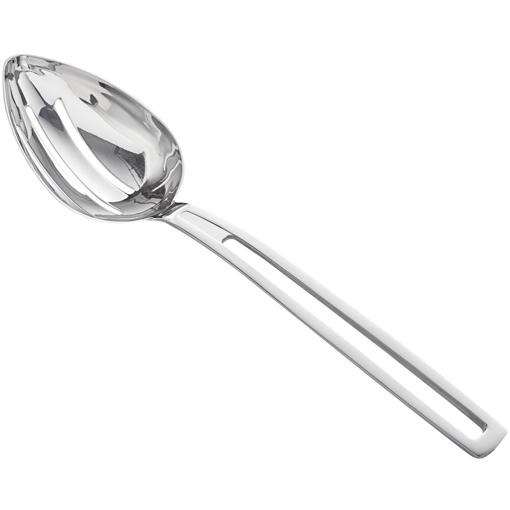 Vollrath 46729 Miramar® 4 oz. Stainless Steel Open Handle Slotted Oval Serving Spoon