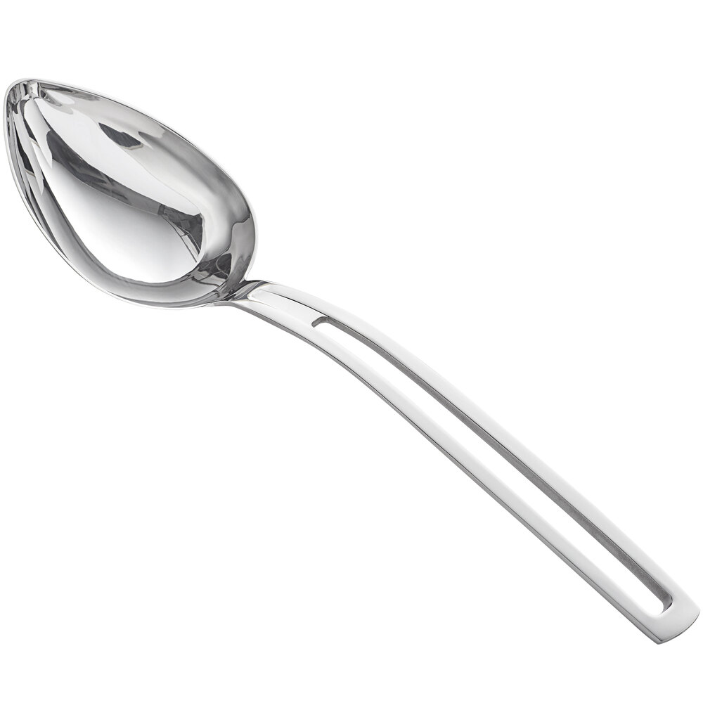Vollrath 46723 Miramar® 4 oz. Stainless Steel Open Handle Solid Oval Serving Spoon
