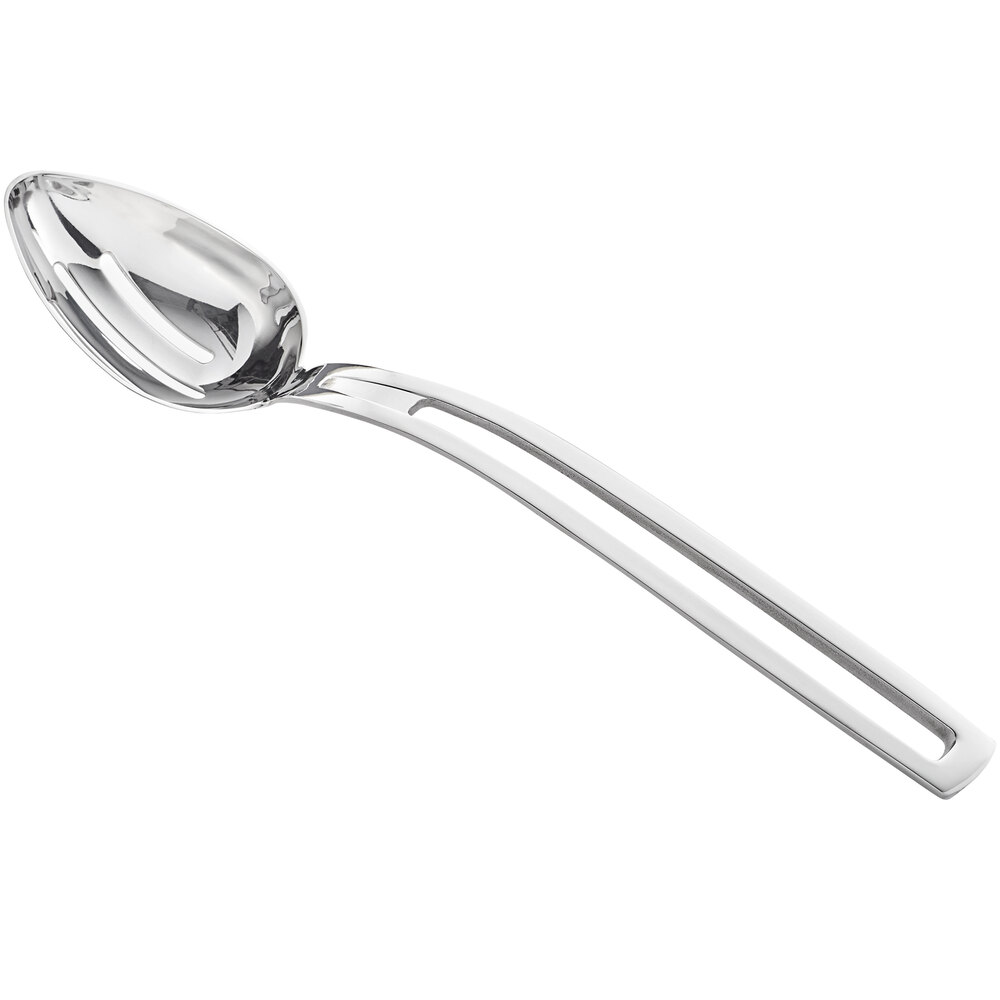 Vollrath 46727 Miramar® 2 oz. Stainless Steel Open Handle Slotted Oval Serving Spoon