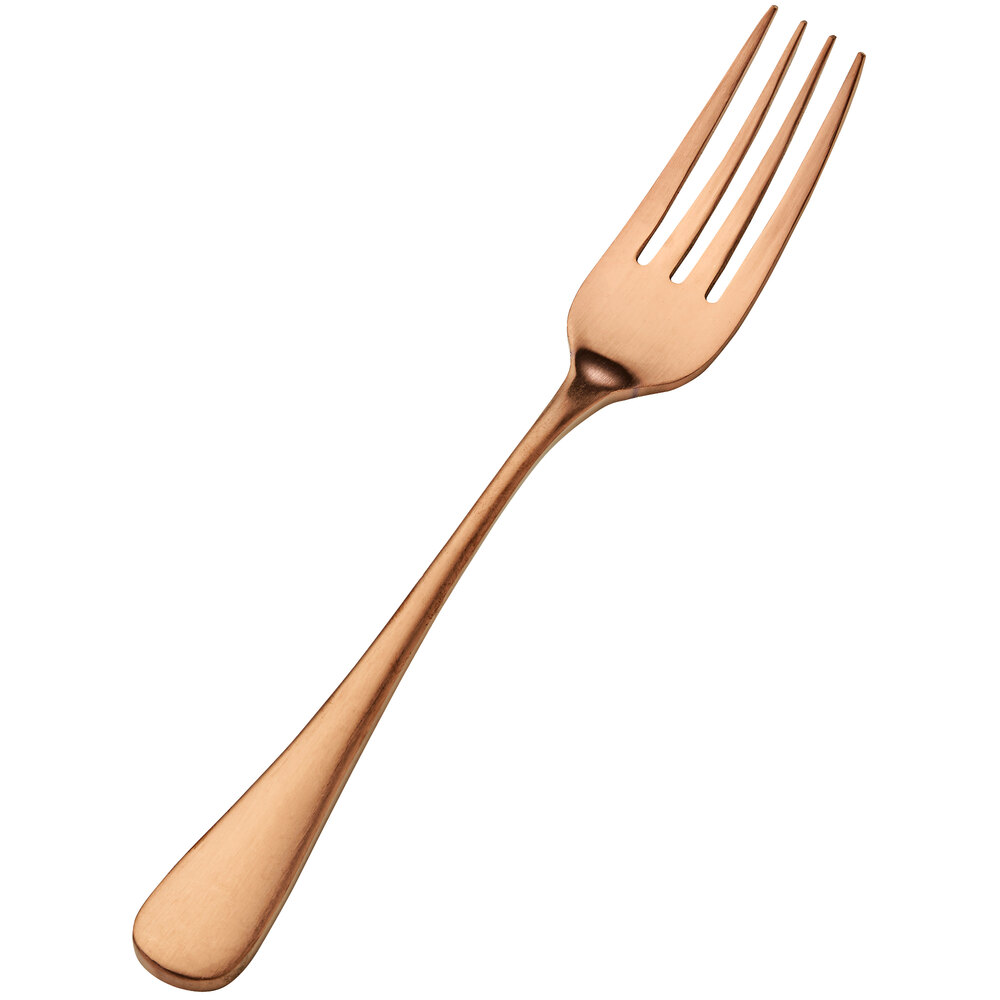 Bon Chef S4105RGM Como 8 1/4" 18/10 Stainless Steel Extra Heavy Weight Matte Rose Gold European Dinner Fork - 12/Case