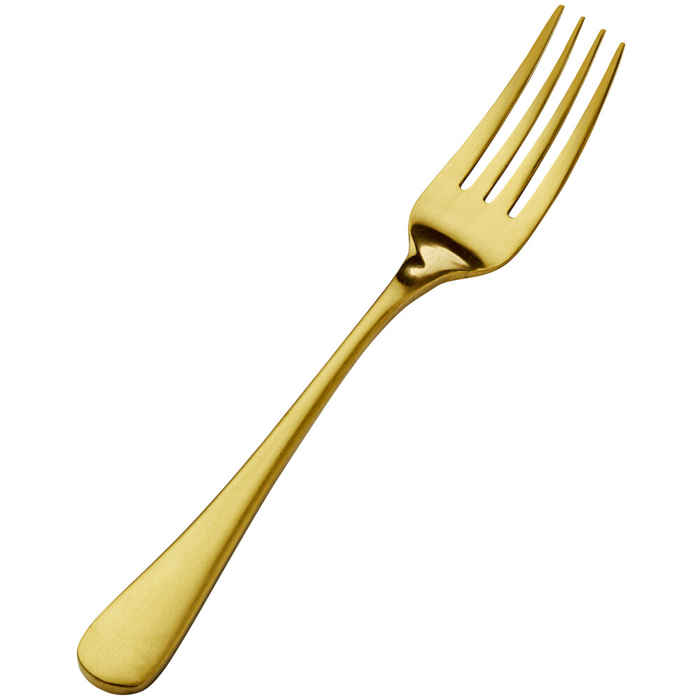 Bon Chef S4107GM Como 7" 18/10 Stainless Steel Extra Heavy Weight Matte Gold Salad / Dessert Fork - 12/Case