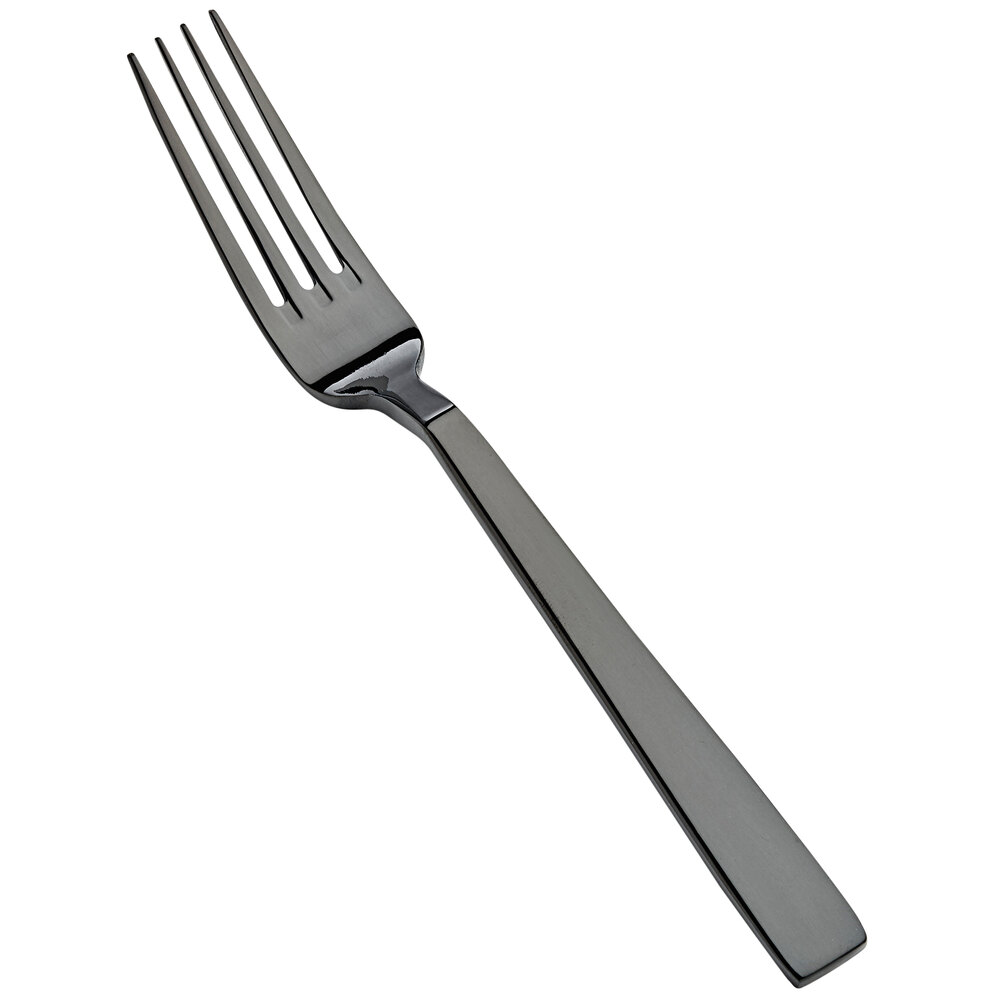 Bon Chef S3706B Roman 8 1/8" 18/10 Stainless Steel Extra Heavy Weight Black European Dinner Fork - 12/Case