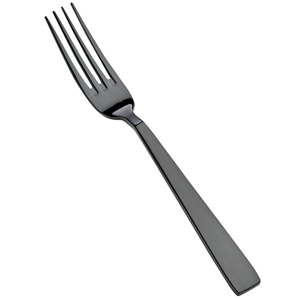 Bon Chef S3707B Roman 7 1/8" 18/10 Stainless Steel Extra Heavy Weight Black Salad / Dessert Fork - 12/Case