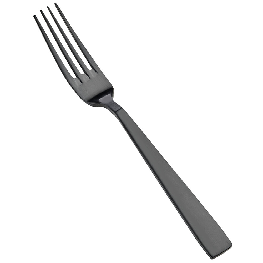 Bon Chef S3707BM Roman 7 1/8" 18/10 Stainless Steel Extra Heavy Weight Matte Black Salad / Dessert Fork - 12/Case