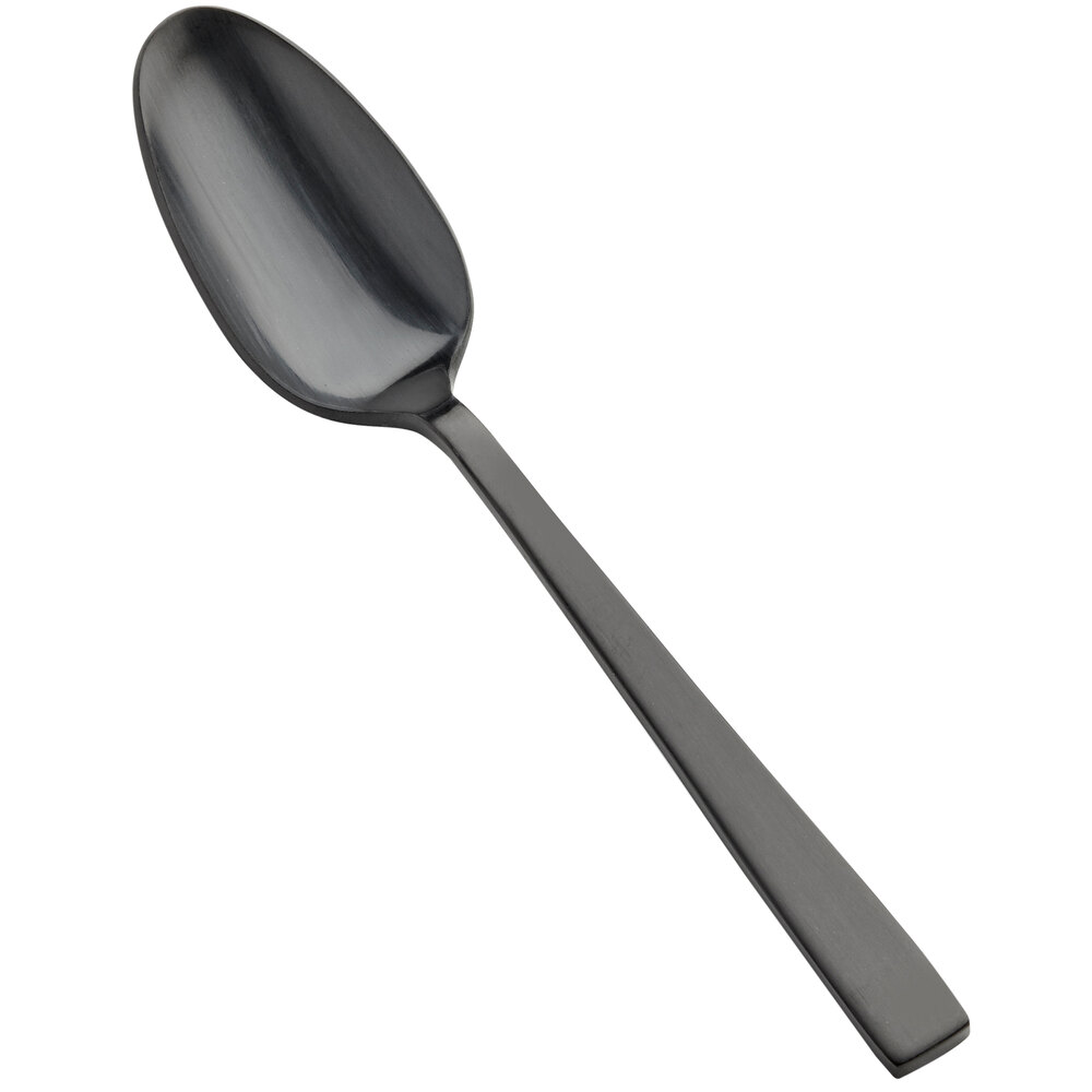 Bon Chef S3700BM Roman 6 1/4" 18/10 Stainless Steel Extra Heavy Weight Matte Black Teaspoon - 12/Case