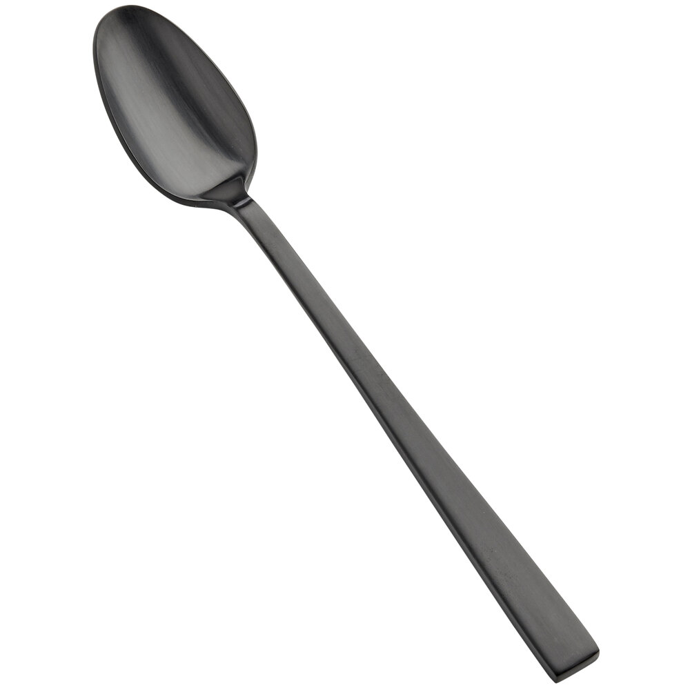 Bon Chef S3702BM Roman 7 1/4" 18/10 Stainless Steel Extra Heavy Weight Matte Black Iced Tea Spoon - 12/Case
