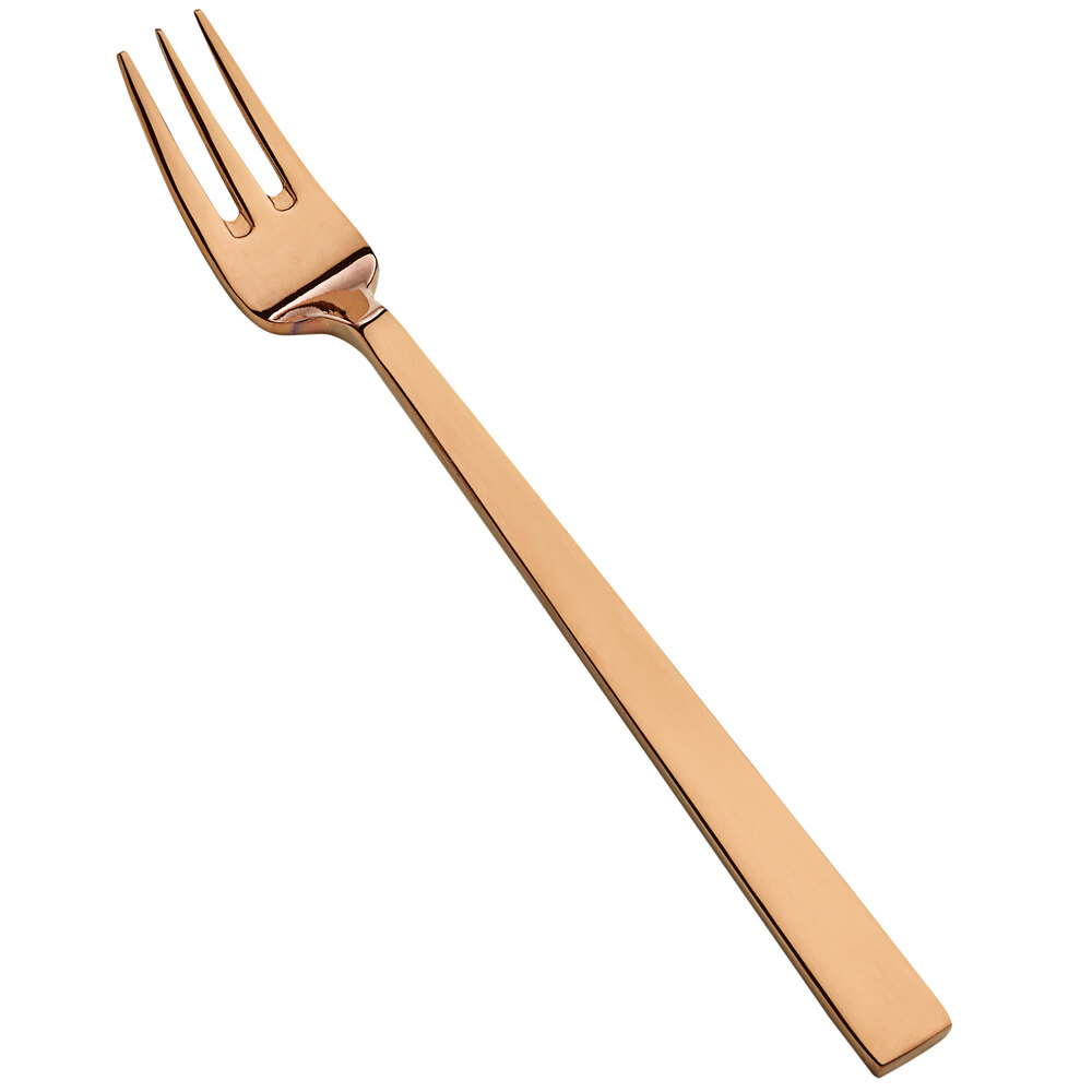 Bon Chef S3708RG Roman 6 1/4" 18/10 Stainless Steel Extra Weight Rose Gold Heavy Oyster / Cocktail Fork - 12/Case