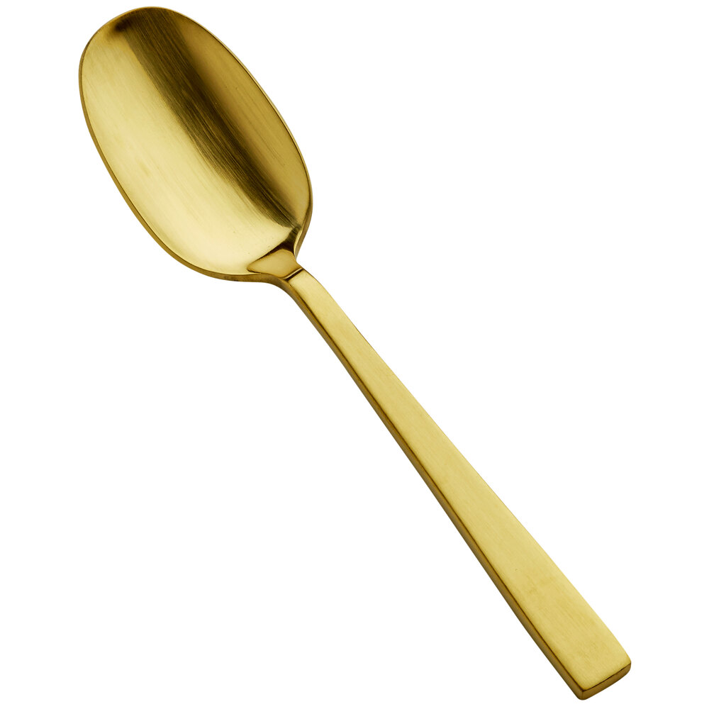 Bon Chef S3703GM Roman 6 1/4" 18/10 Stainless Steel Extra Heavy Weight Matte Gold Heavy Soup / Dessert Spoon - 12/Case