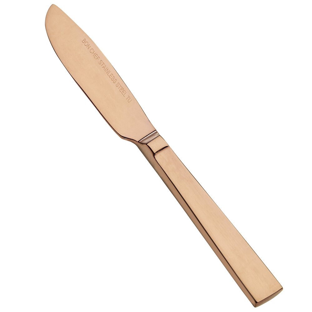 Bon Chef S3713RG Roman 6 7/8" 13/0 Stainless Steel Extra Heavy Weight Rose Gold Butter Knife - 12/Case