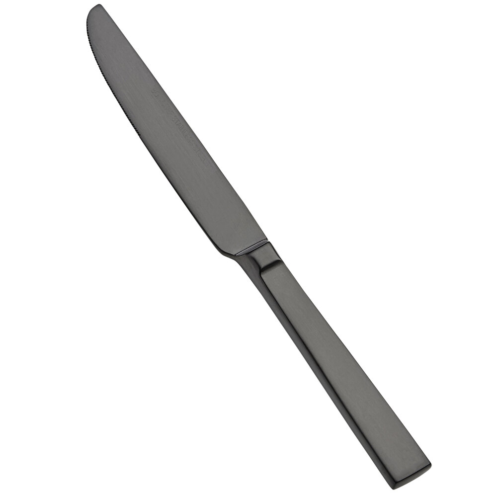 Bon Chef S3718BM Roman 8 1/2" 18/10 Stainless Steel Extra Heavy Weight Matte Black Fruit / Dessert Knife - 12/Case