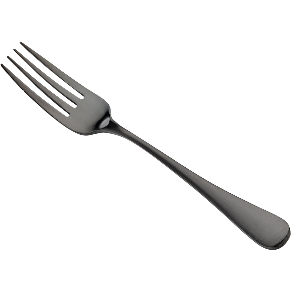 Bon Chef S4105BM Como 8 1/4" 18/10 Stainless Steel Extra Heavy Weight Matte Black European Dinner Fork - 12/Case