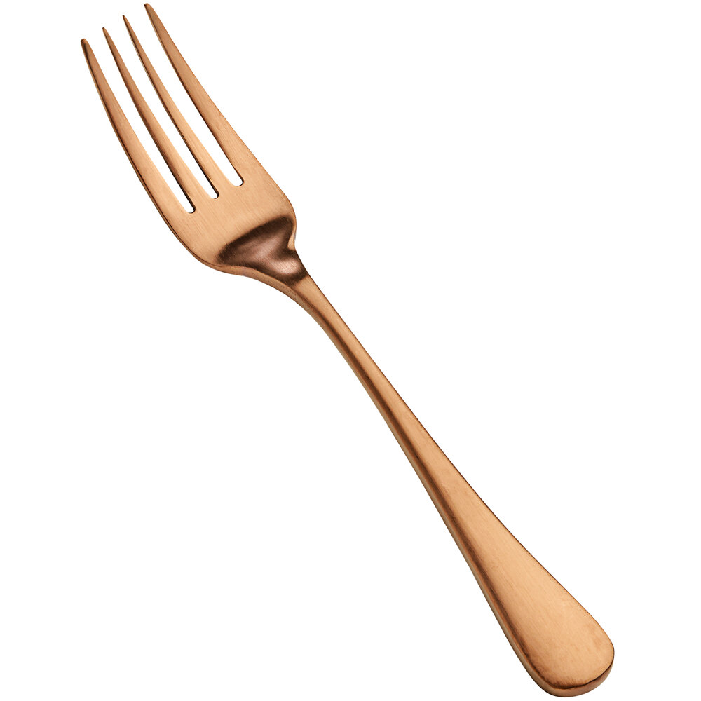 Bon Chef S4107RGM Como 7" 18/10 Stainless Steel Extra Heavy Weight Matte Rose Gold Salad / Dessert Fork - 12/Case