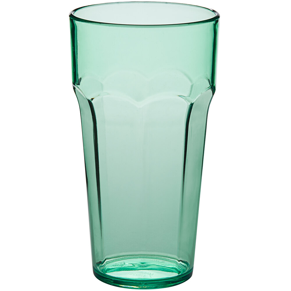 Choice 22 oz. Green Plastic Paneled Tumbler - 12/Pack