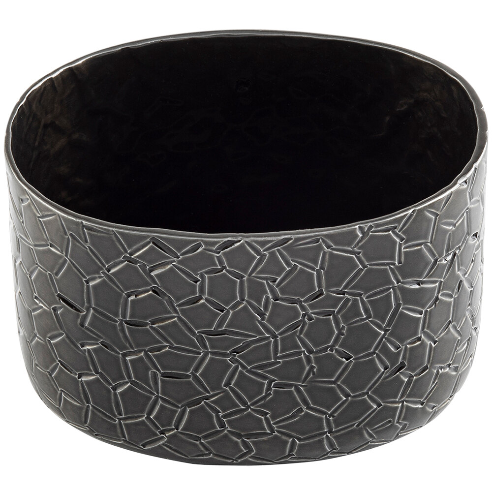 Tablecraft 10738 Crackle Oval Black Aluminum Sugar Packet Holder