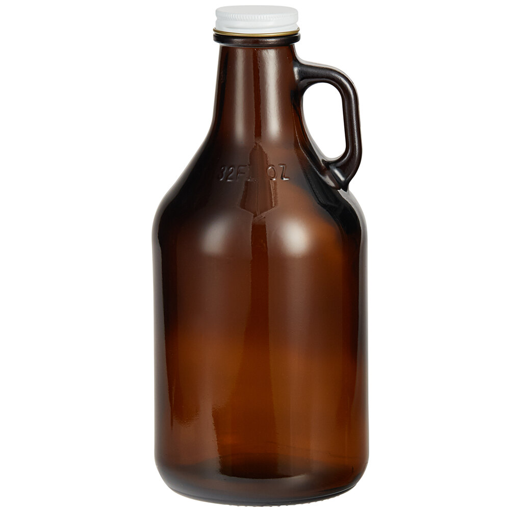 Acopa 32 oz. Customizable Amber Growler with Cap - 12/Case