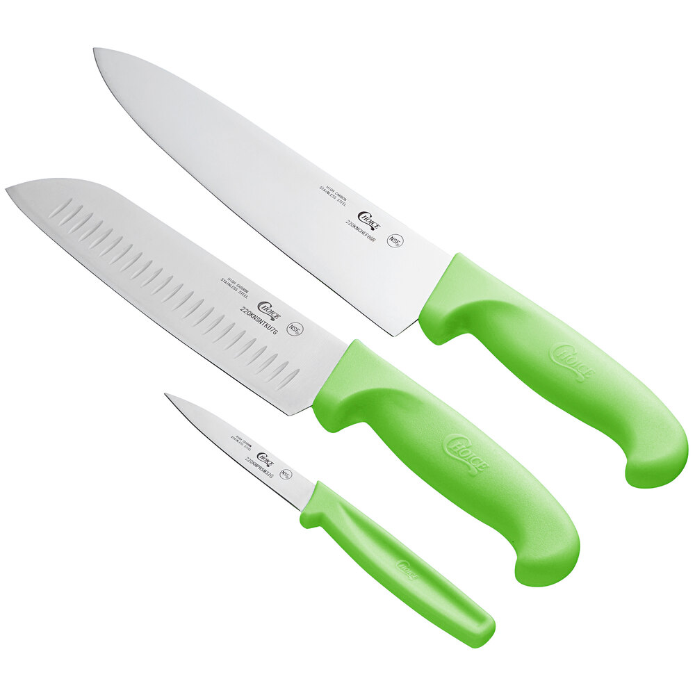 Choice 3-Piece Knife Set with Neon Green Handles