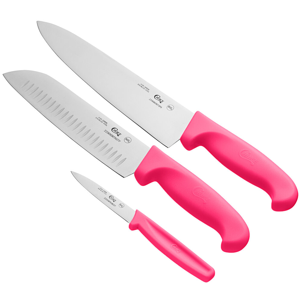 Choice 3-Piece Knife Set with Neon Pink Handles