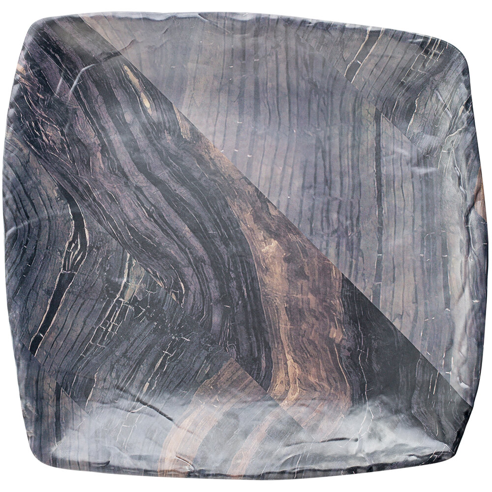 Tablecraft 10022 Barnwood 11 3/4" x 11 1/2" Square Faux Wood Melamine Tray