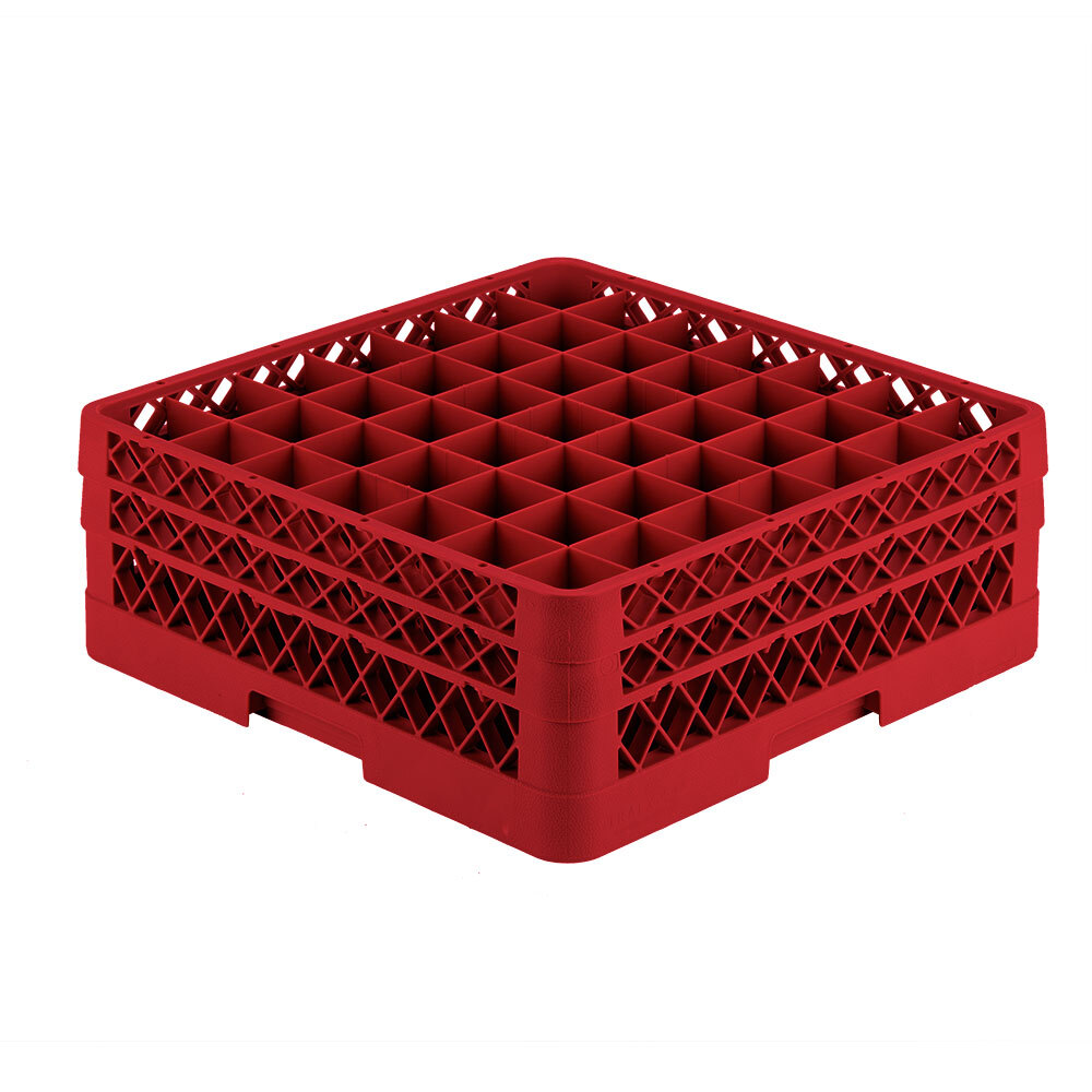 Vollrath TR9EE Traex® Full-Size Red 49-Compartment 6 3/8" Glass Rack