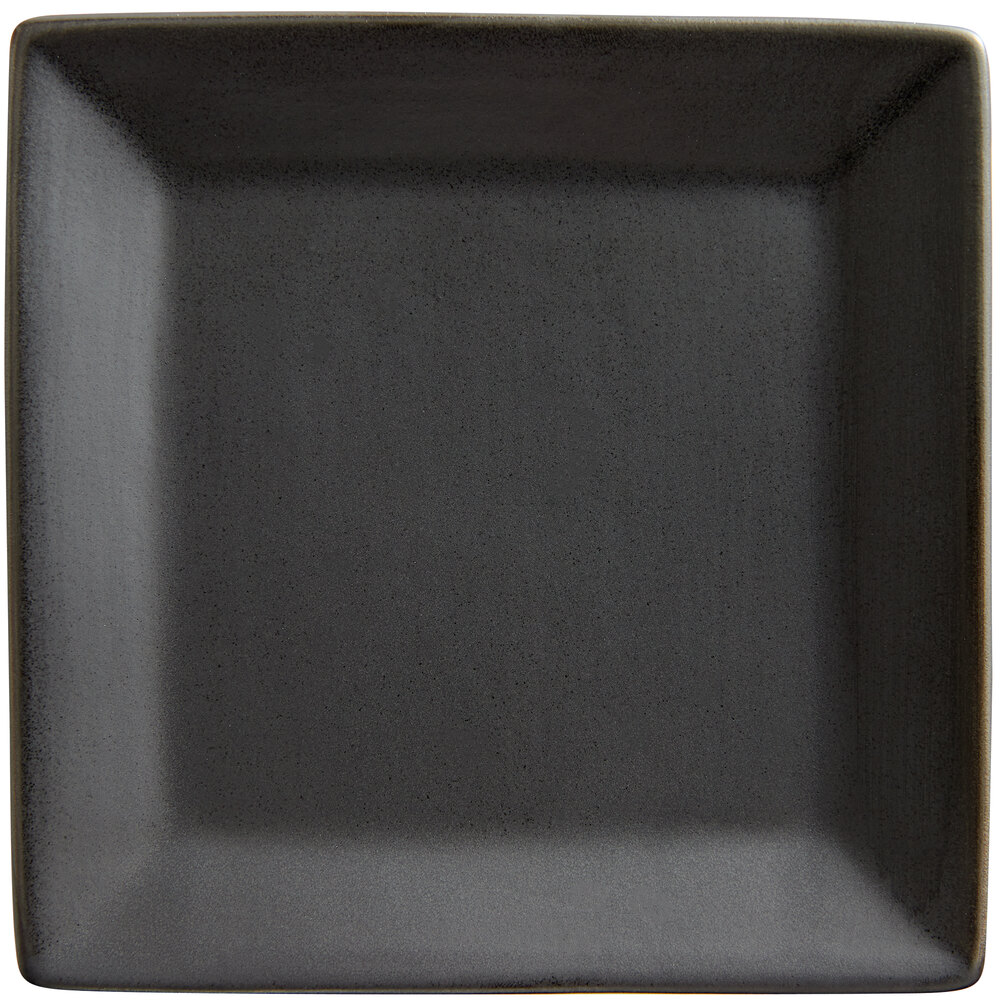 Acopa 5" Matte Black Square Stoneware Plate - 48/Case
