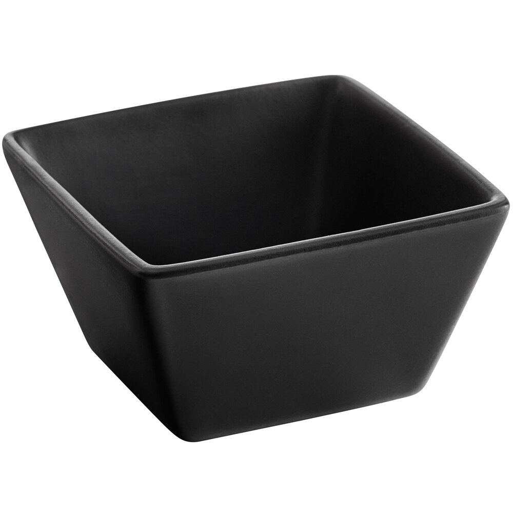 Acopa 6 oz. Matte Black Square Stoneware Bouillon Cup - 36/Case