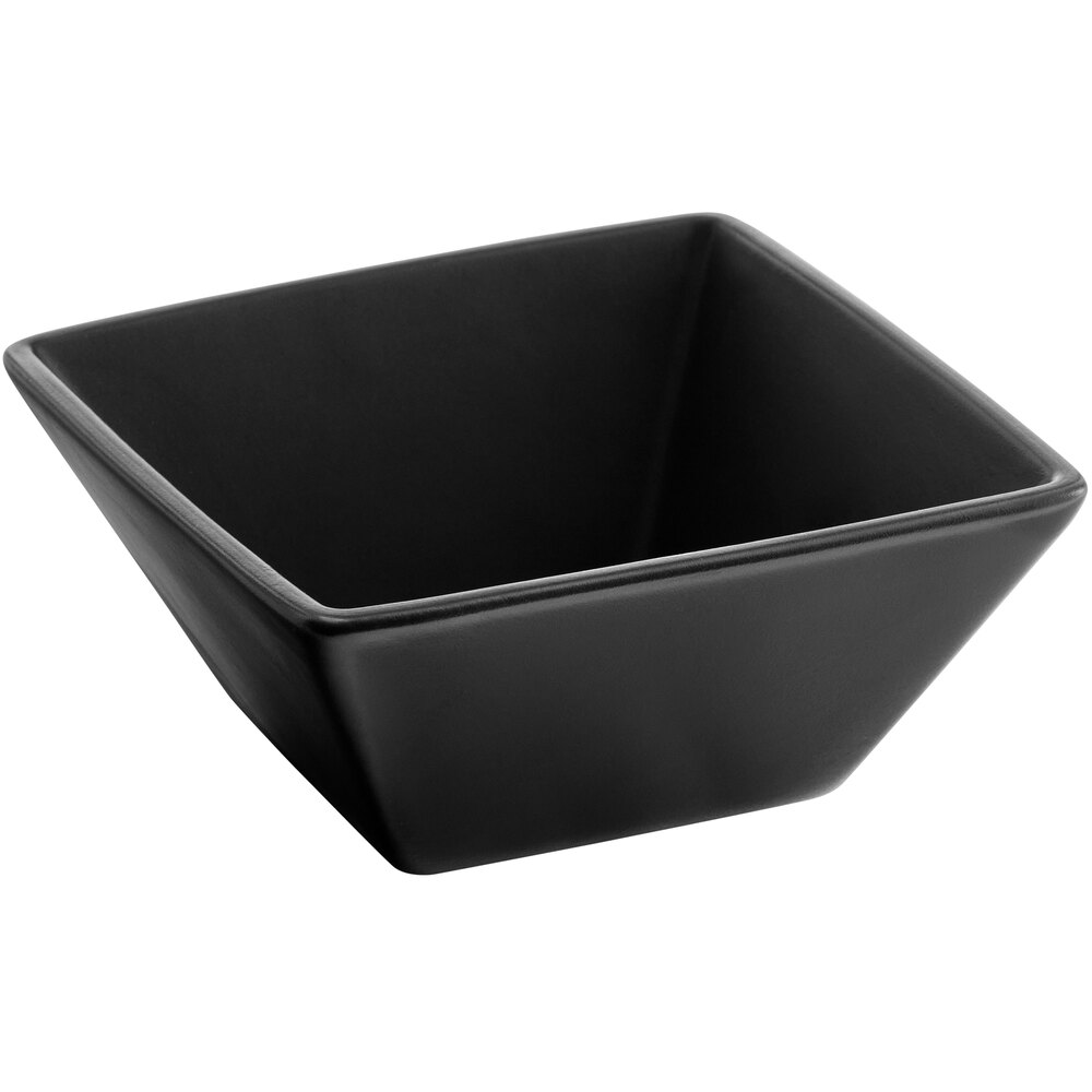 Acopa 18 oz. Matte Black Square Stoneware Bowl - 24/Case