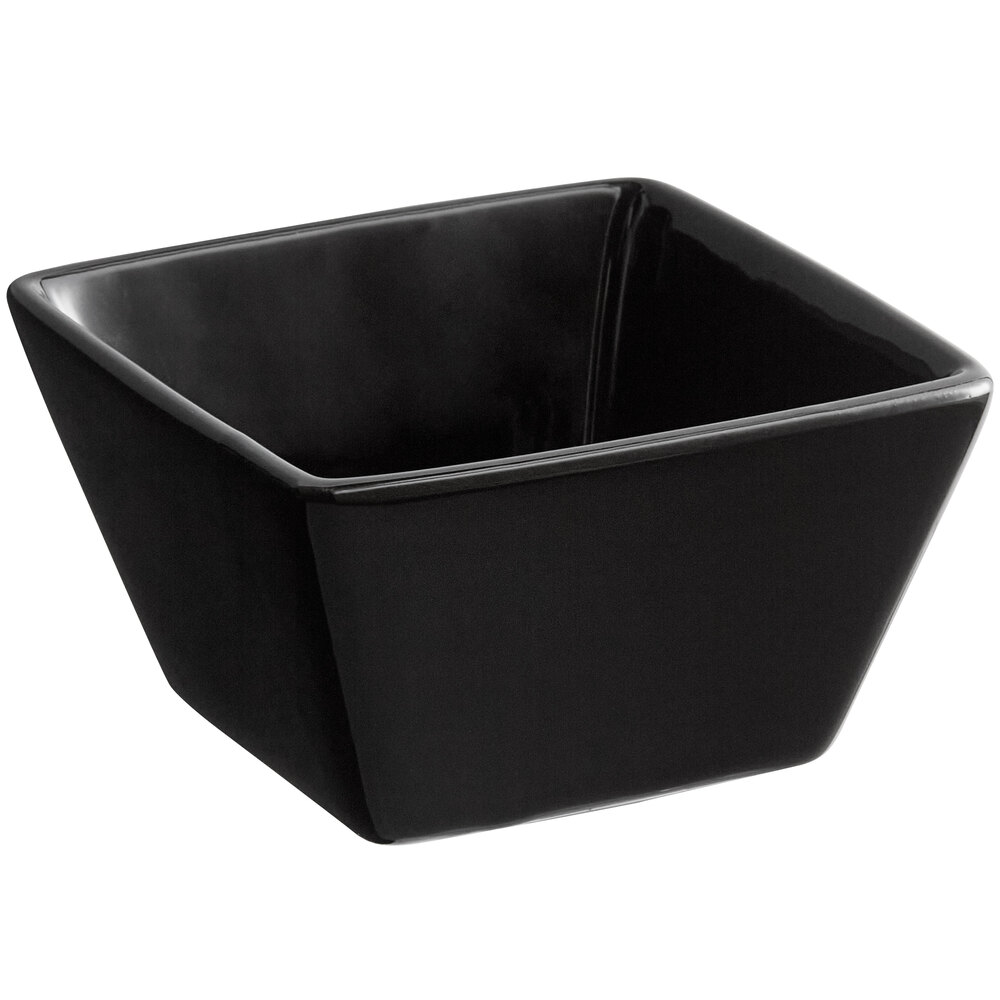 Acopa 6 oz. Glossy Black Square Stoneware Bouillon Cup - 12/Pack