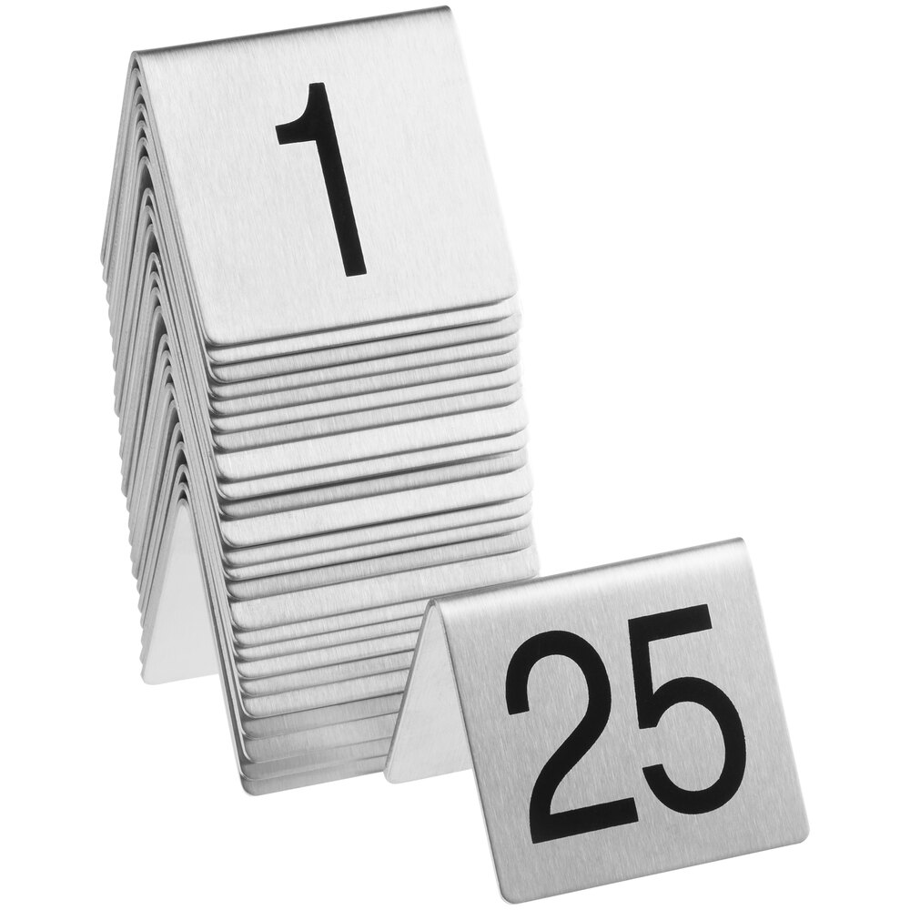 Choice 2 1/2" Stainless Steel Number Table Tents - 1 to 25