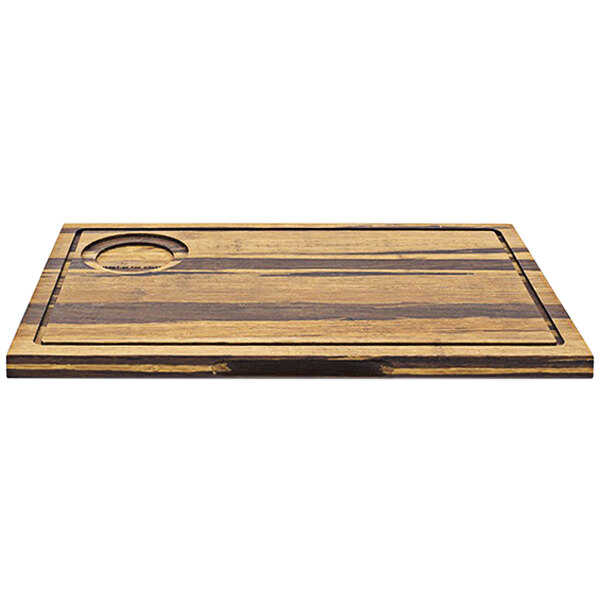 Front of the House SPT052MUB21 14" x 9" Reversible Crushed Bamboo Serving Board with Hand Grips - 4/Case