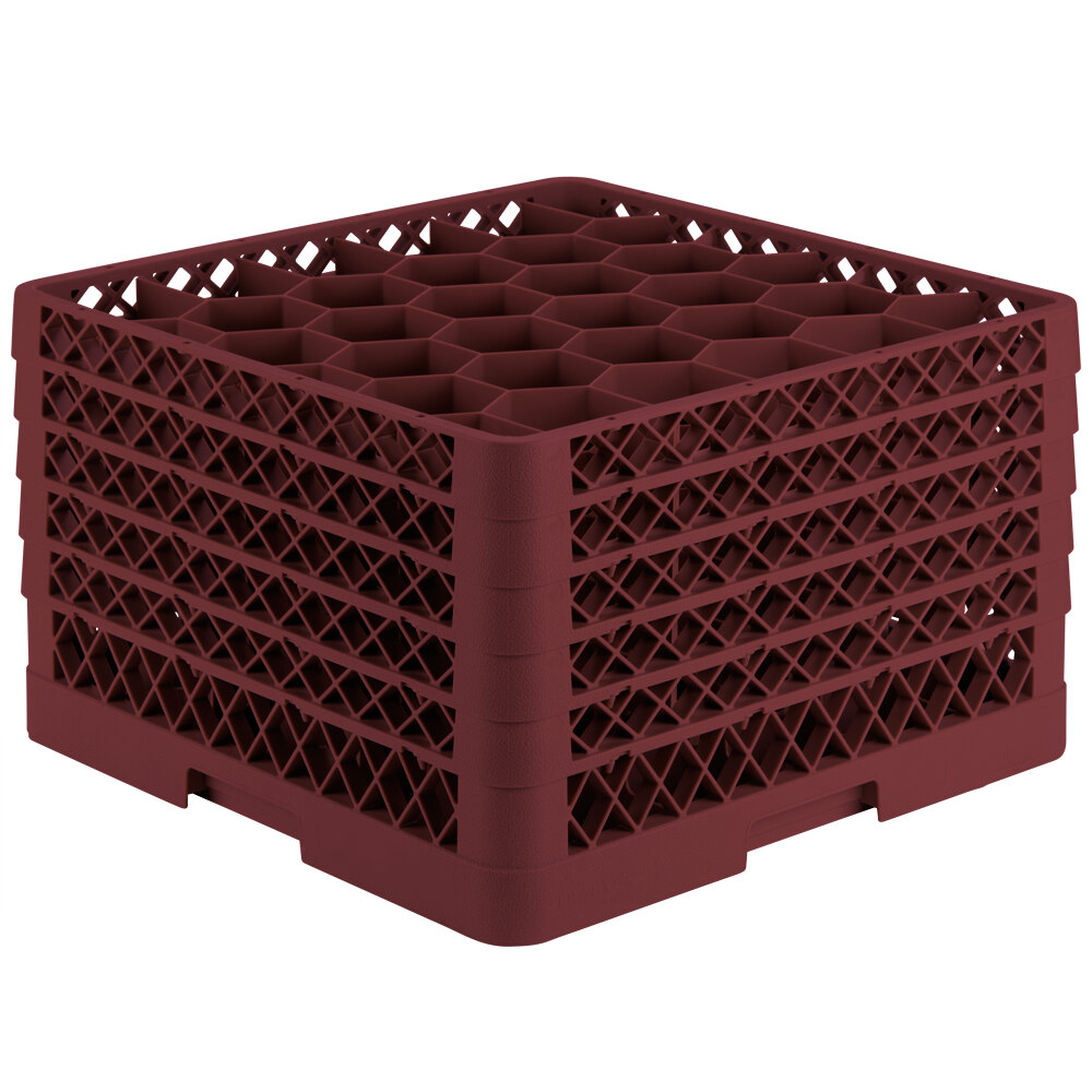 Vollrath TR12HHHHH Traex® Rack Max Full-Size Burgundy 30-Compartment 11 7/8" Glass Rack