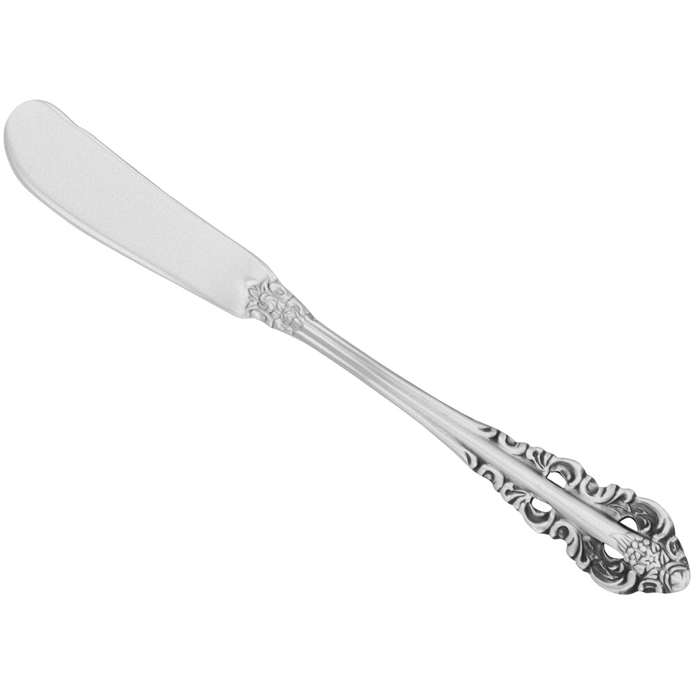 Walco Classic Baroque from Steelite International WL6811FST 7" 18/10 Fieldstone Finish Stainless Steel Extra Heavy Weight Butter Knife - 12/Case