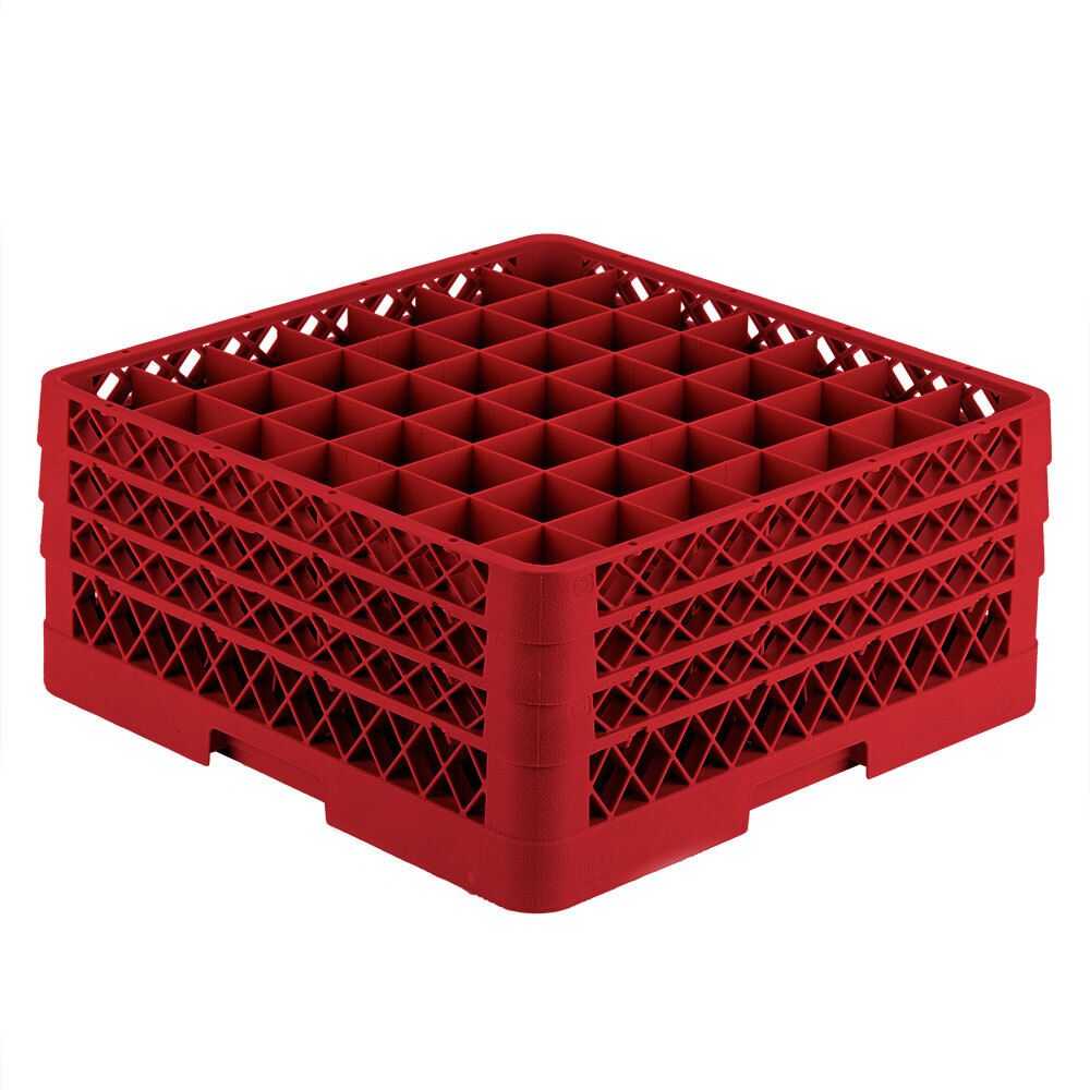 Vollrath TR9EEE Traex® Full-Size Red 49-Compartment 7 7/8" Glass Rack