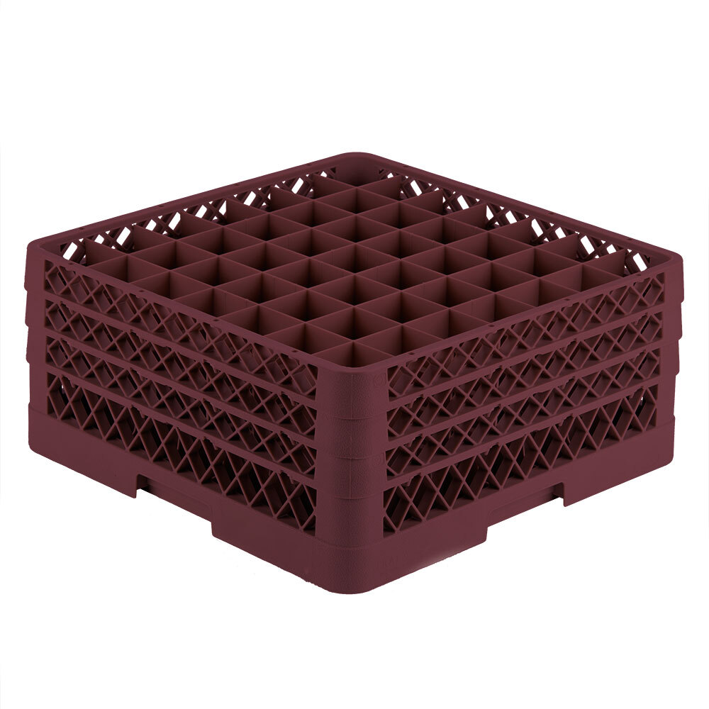 Vollrath TR9EEE Traex® Full-Size Burgundy 49-Compartment 7 7/8" Glass Rack
