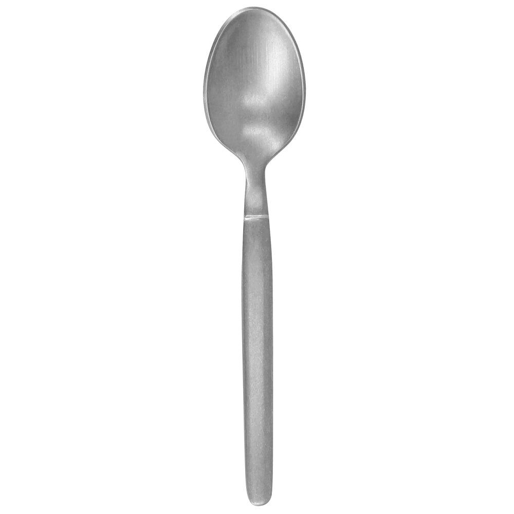 Walco Vogue from Steelite International WL2529FST 4 3/8" 18/10 Fieldstone Finish Stainless Steel Extra Heavy Weight Demitasse Spoon - 12/Case