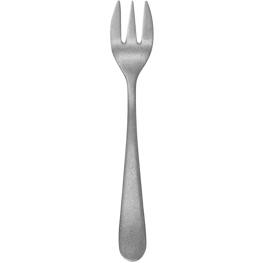Walco Star from Steelite International WL0815FST 5 1/4" 18/10 Stainless Steel Extra Heavy Weight Oyster / Cocktail Fork with Fieldstone Finish - 12/Case