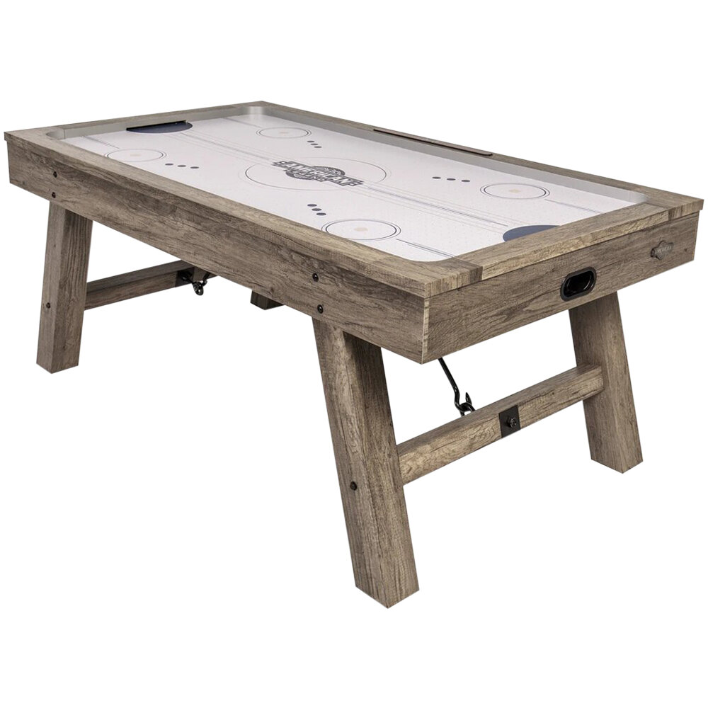 American Legend AL1005W Brookdale 72" Rustic Gray Wood Air Hockey Table with Accessories
