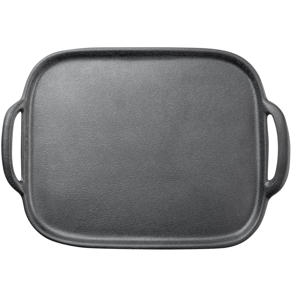 Tablecraft 10331 Faux Cast Iron 14" x 10" Matte Black Melamine Tray