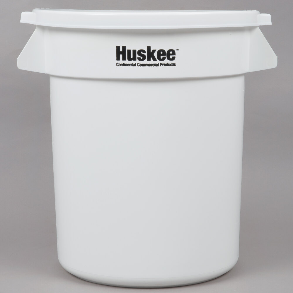 Continental Huskee 20 Gallon / 320 Cup White Round Ingredient Storage Bin with Flat Top Lid