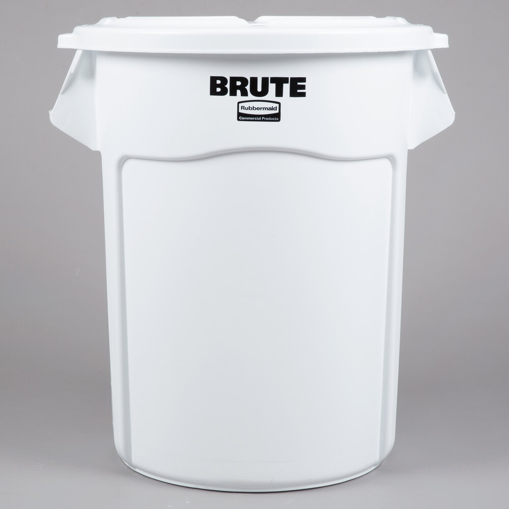 Rubbermaid® BRUTE 55 Gallon / 880 Cup White Round Ingredient Storage Bin with Lid