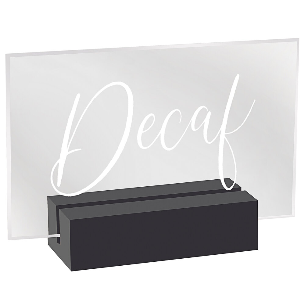Cal-Mil 22336-2-13 Black Wood / Clear Acrylic "Decaf" Sign - 3 1/2" x 1" x 2 1/2"