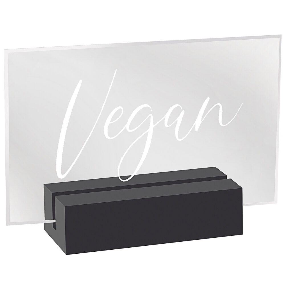 Cal-Mil 22336-5-13 Black Wood / Clear Acrylic "Vegan" Sign - 3 1/2" x 1" x 2 1/2"
