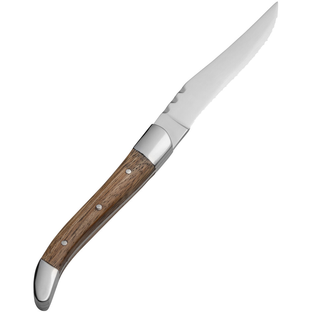 Bon Chef S943 Laguiole 8 7/8" Steak Knife with Natural Wood Handle - 12/Case
