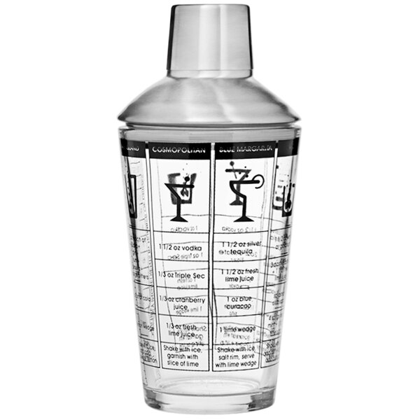 Franmara 16 oz. Cocktail Shaker with Printed Recipes 8151 BXR
