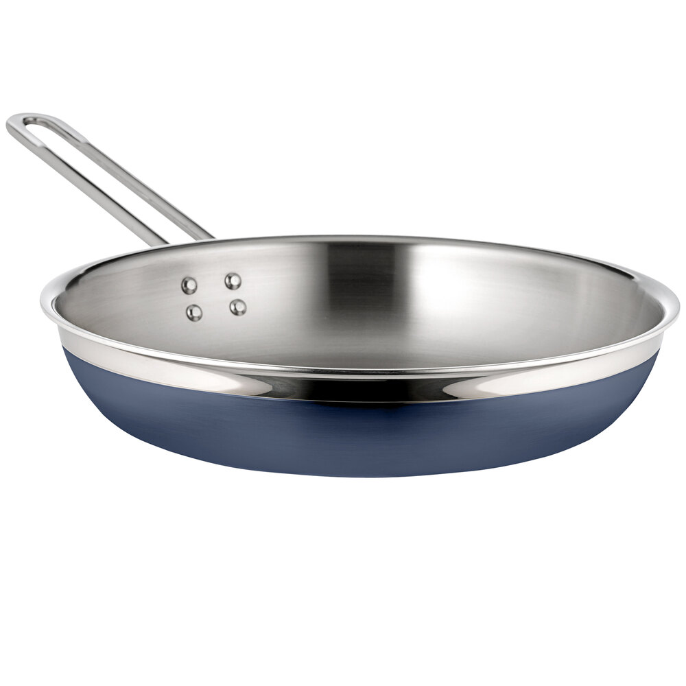Bon Chef Country French X 3.13 Qt. Cobalt Blue Stainless Steel Long Handle Saute Pan / Skillet - 71309-CF2-CB