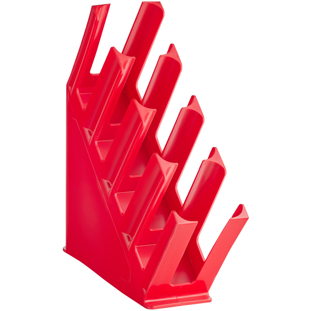 Choice Red 4-Section Slanted Countertop Cup and Lid Organizer