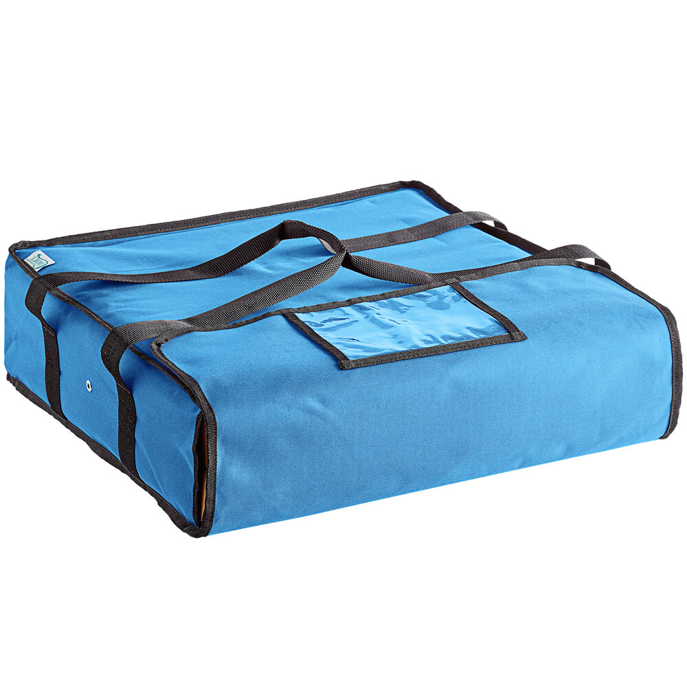 Choice Insulated Pizza Delivery Bag, Blue Nylon, 20" x 20" x 5" - Holds up to (2) 20" or (2) 18" Pizza Boxes